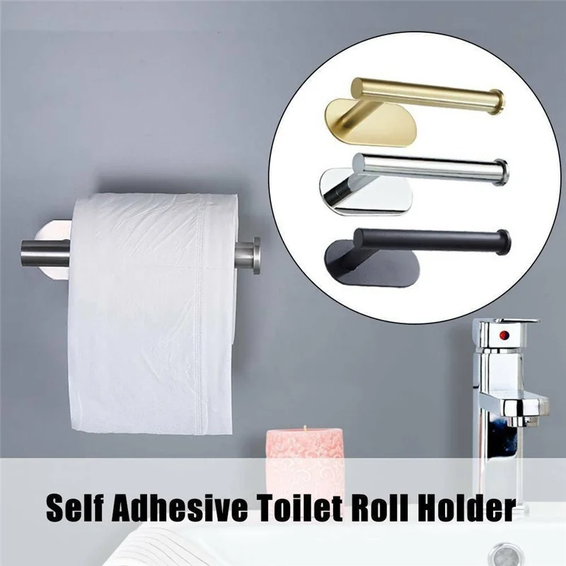 

1Pcs Wall Mount Stainless Steel Toilet Paper Holder Nail-Free Roll Paper Holder Tissue Accessories for Bathroom Kitchen
