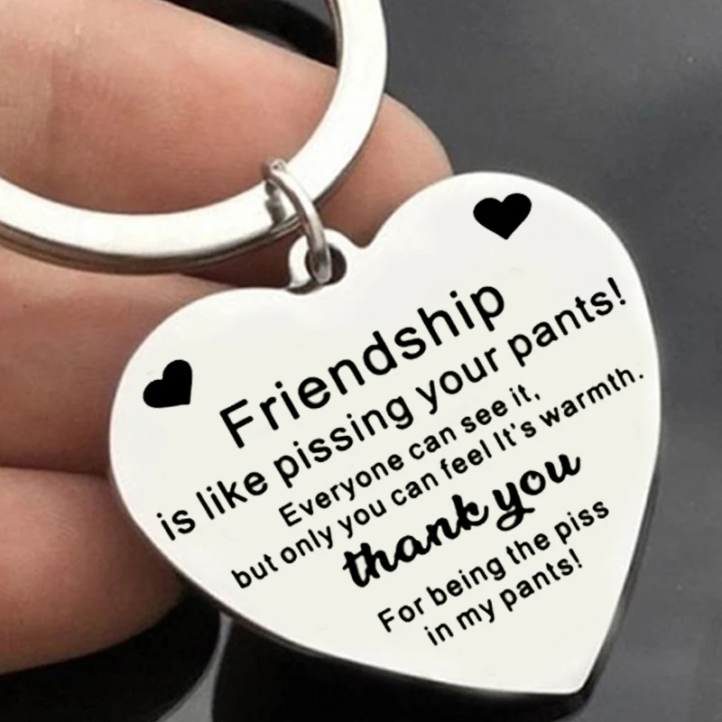 

Stainless Steel Heart Engraved Letters Key Chain Charm Friendship Keychains Bff Keyring Meaningful Ornaments For Best Friend