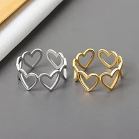 silver good looking aesthetic heart hollowout ring gold silver plated not allergic opening rings love jewelry loop kofo
