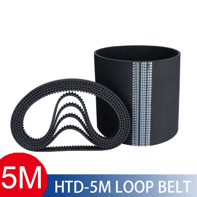 

Arc HTD5M Timing Belt C=525 530 535 540 545 550mm Width10/15/20/25/30mm Rubbe Closed Loop Synchronous Pitch 5mm