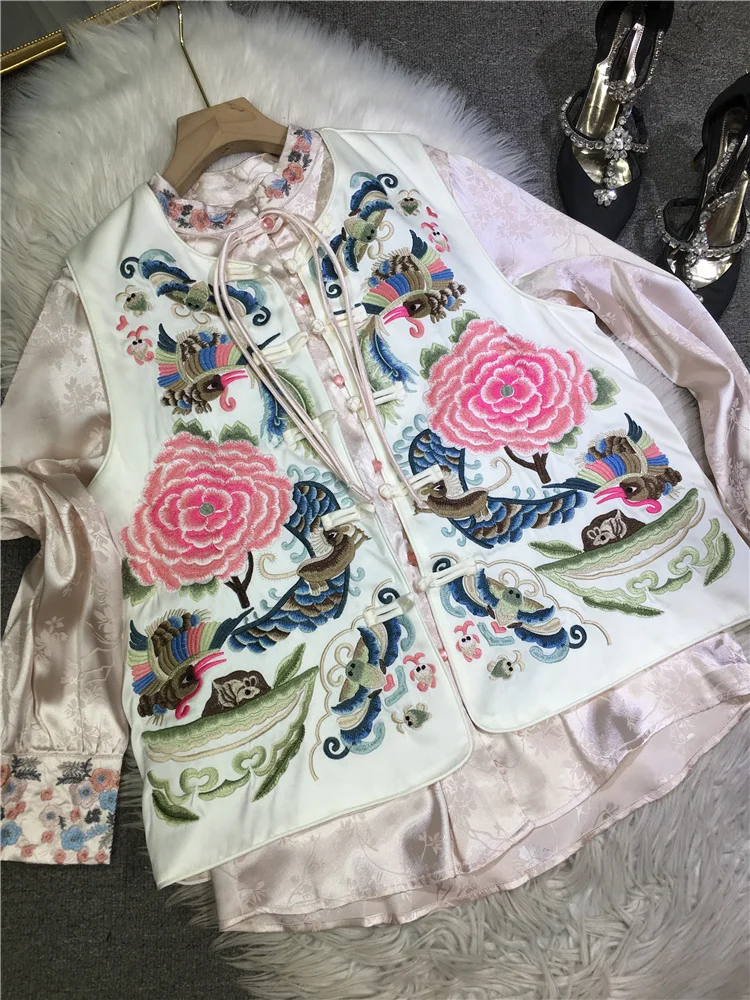 Блузка женская с длинным рукавом и воротником-стойкой в китайском стиле