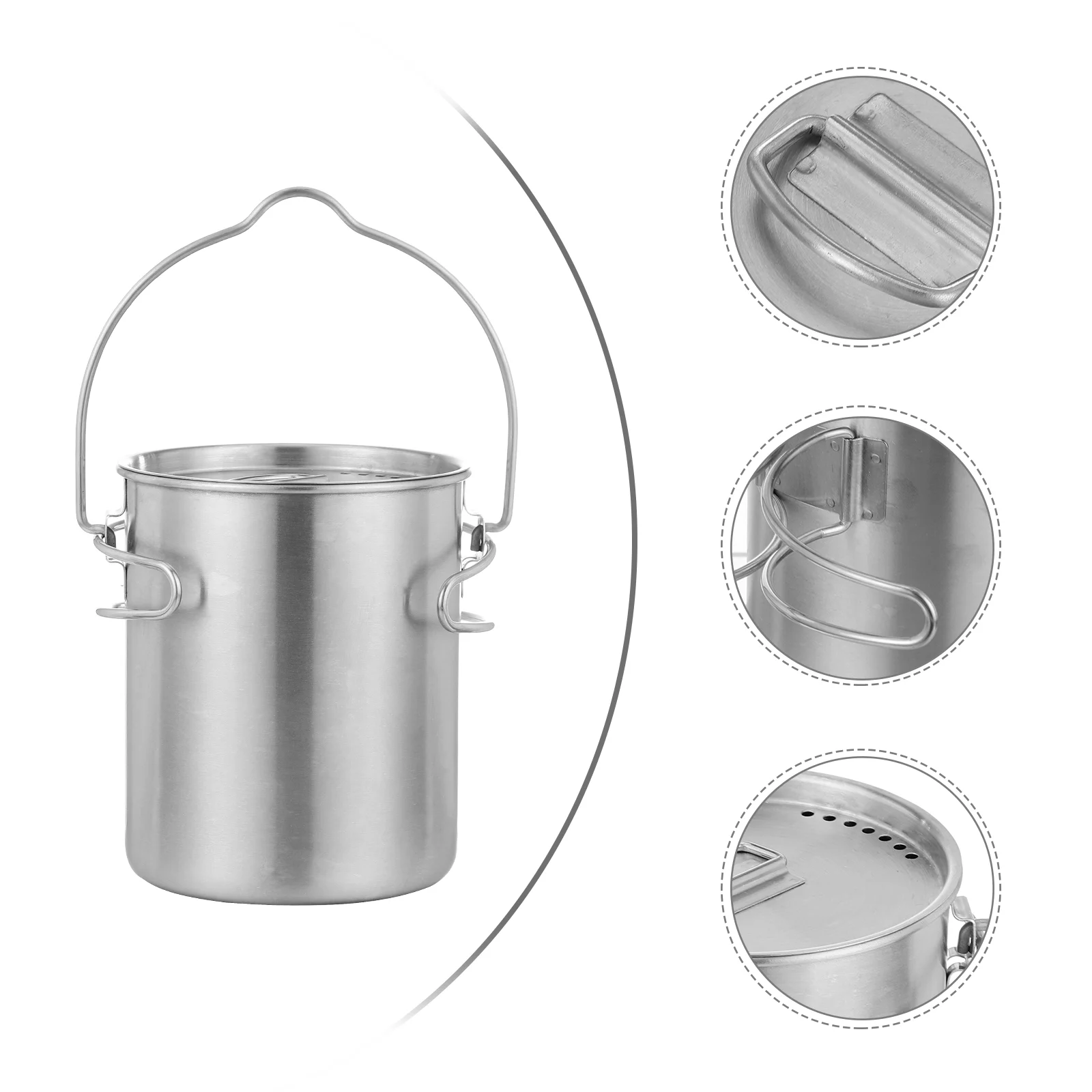 

Camping Mug Stainless Steel Cup Outdoor Pot Lid Water Kettle Travel Handle Mugs Campfire Metal Ultralight Tumbler Drinking Tea