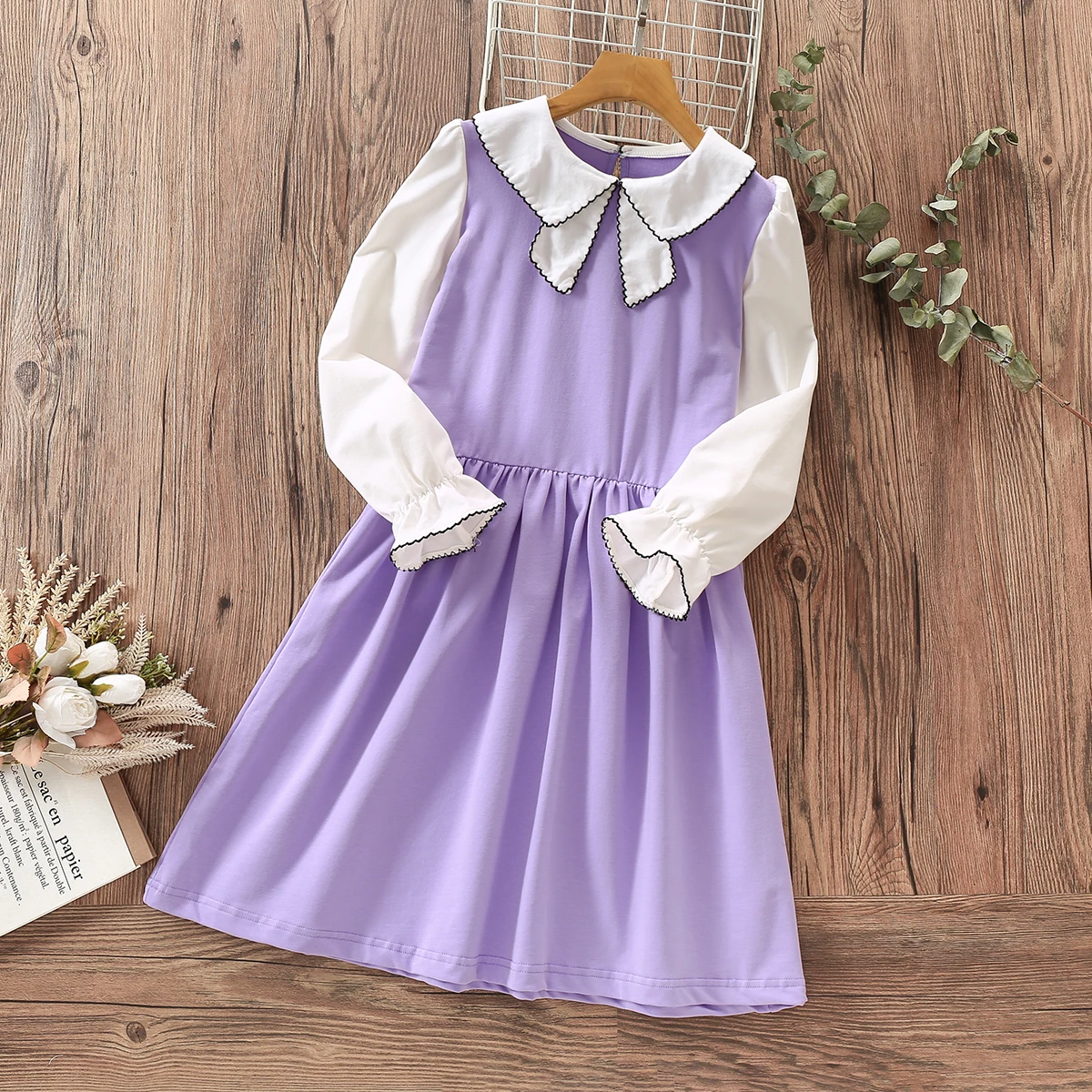

Dresses for Young Girls Clothes School Uniform Patchwork Dress Spring Autumn Children Clothing Kids Costume 2 3 4 5 6 7 8 Years