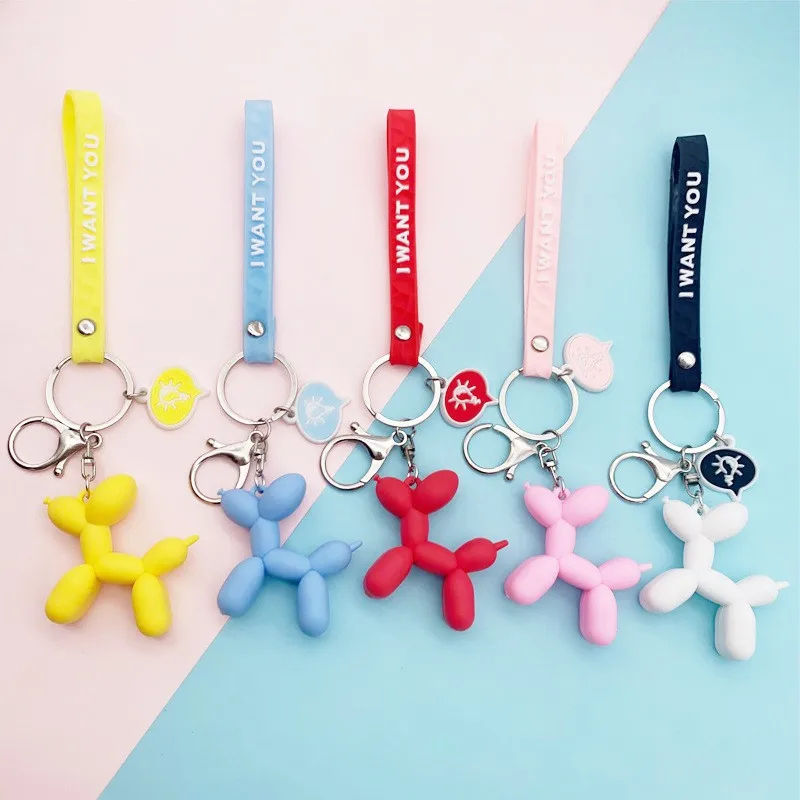 

Fashion Jewelry PVC Balloon Dog Keychain Personality Animal Modeling Couple Keyring Man Car Keychains Women Bag Pendant