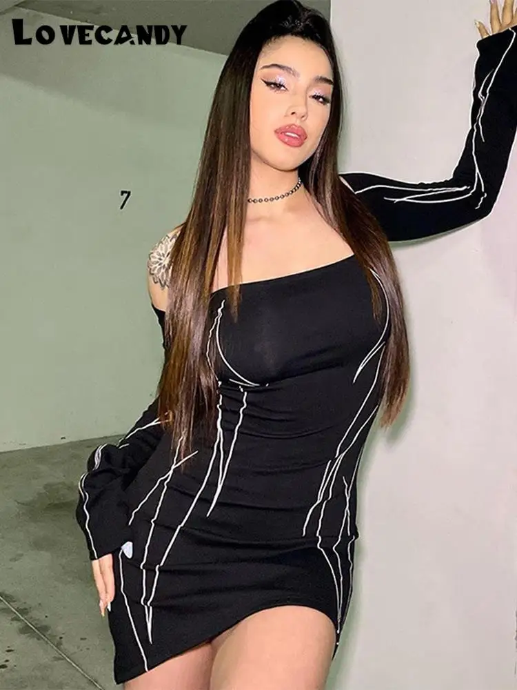 

Женское облегающее мини-платье с запахом, элегантное платье с длинным рукавом и принтом для вечерние НКИ или клуба, весна 2023