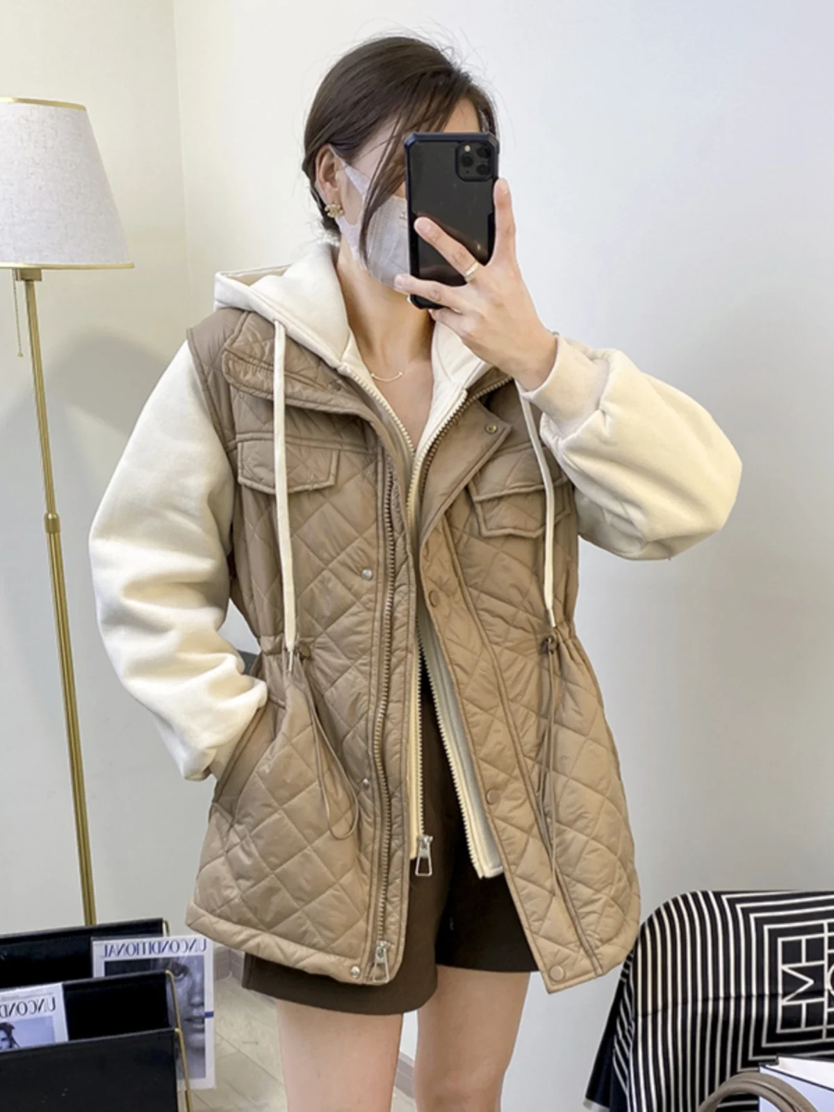 Поддельный пуховик из двух предметов одежда с хлопковой подкладкой женская зима