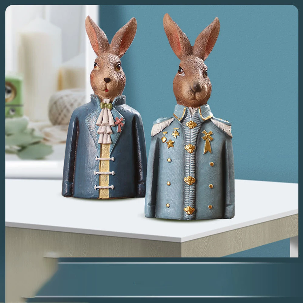 

Resin Bunny Ornament Home Miniature Landscape Decoration Half-length Rabbit General Figurines Home Decoration Easter Decoration