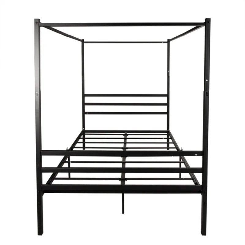 Metal Bed With Headboard Mattress Foundationt Platform  Bed Frame Metal Slat\  Black Queen Size[us Stock]