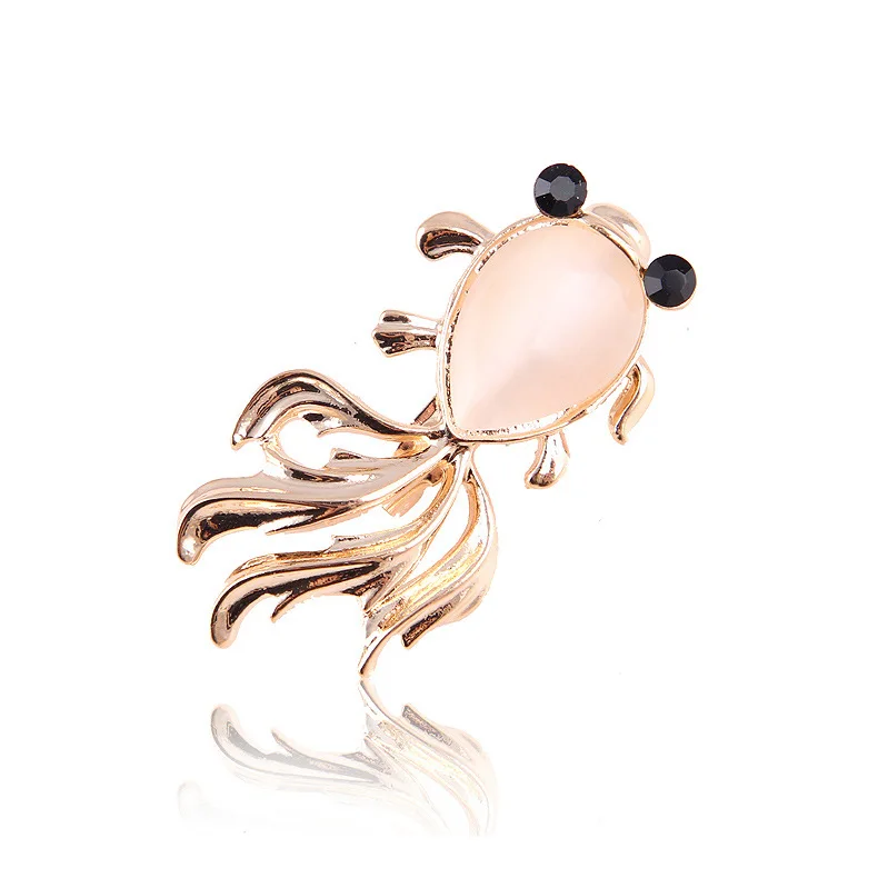 Опал Золотая рыбка Брошь Мода Rhinesonte Рыба Животное Булавки Броши Одежда для вечеринок Костюм Ювелирные аксессуары