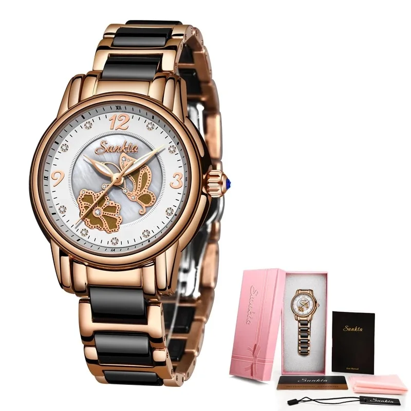 Women Quartz Watch Ladies Simple Butterfly Flower Wrist Watches Luxury Brand Bracelet Watches Female Waterproof For Mother Gitfs