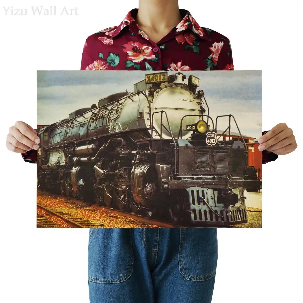 

Railway Engine Vintage Kraft Paper Poster Cool Personalized Living Room Hanging Wall Sticker Cuadros Para Salon Home Decor