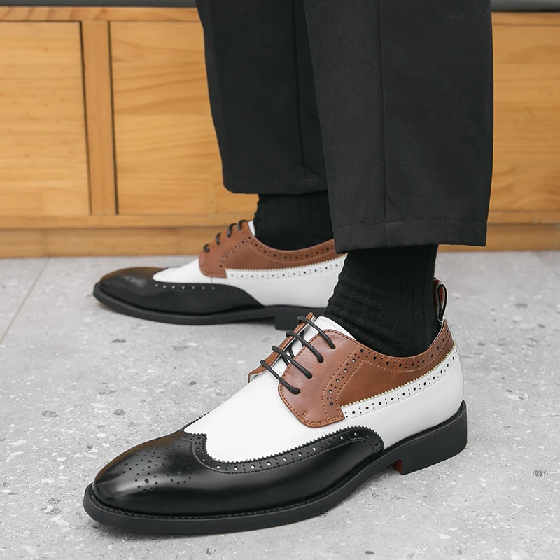 Брендовые мужские кожаные туфли-оксфорды на платформе низкие модные трендовые