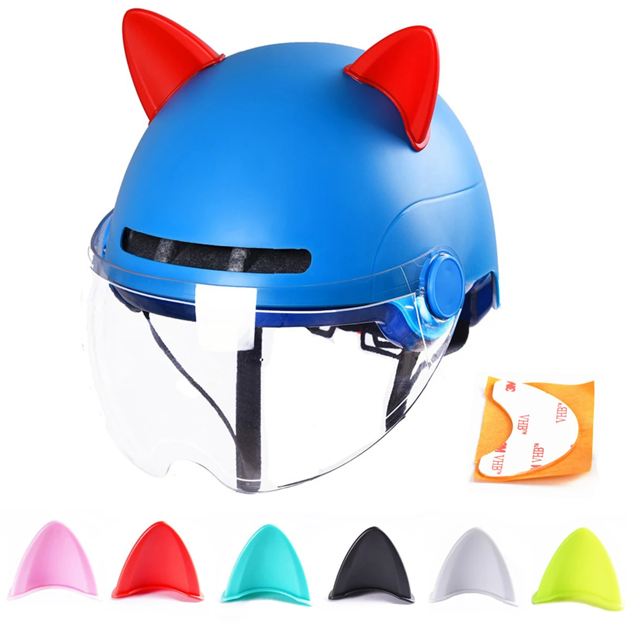 

Cute Cat Ears Helmet Decoration Motorcycle Electric Car Helmet Styling Stickers Double-sided Stickers Decor Helmet Accessories