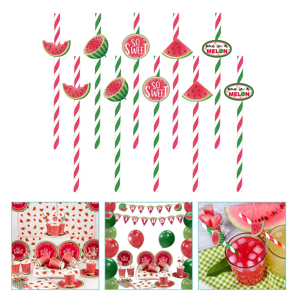 

Straws Straw Party Paper Watermelon Drinking Drink Milk Luau Coffee Smoothie Water Supplies Hawaiian Tea Bottle Shake Decor