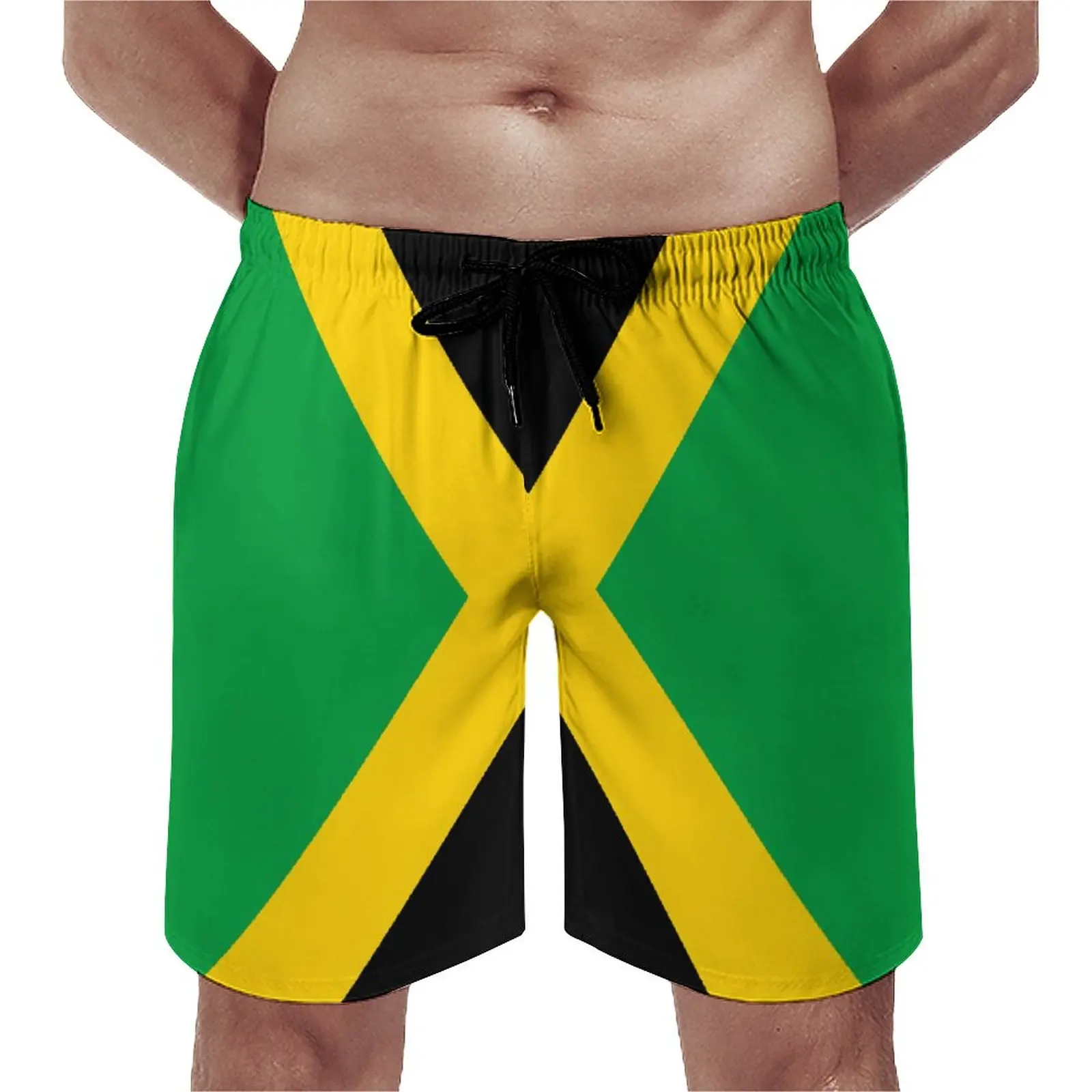

Пляжные шорты с флагом Ямайки, Воздухопроницаемые быстросохнущие модные повседневные летние свободные эластичные бесцветные с регулируемым шнурком, для морского пляжа