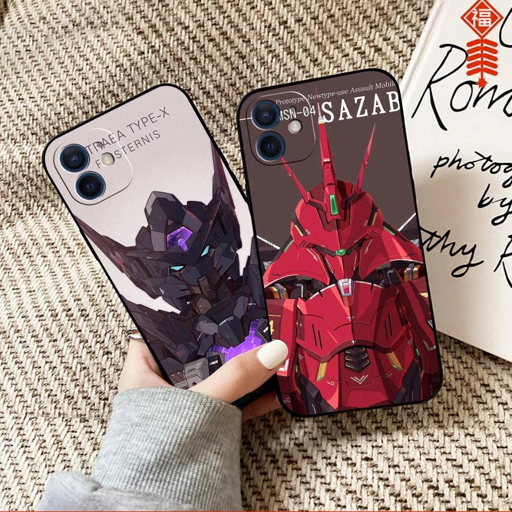 

Mobile Suit Gundam Phone Case For Funda iPhone 13 12 11 Pro Max Mini X XR XS Max SE 2020 6 6s 7 8 Plus Black Celular Soft Coque