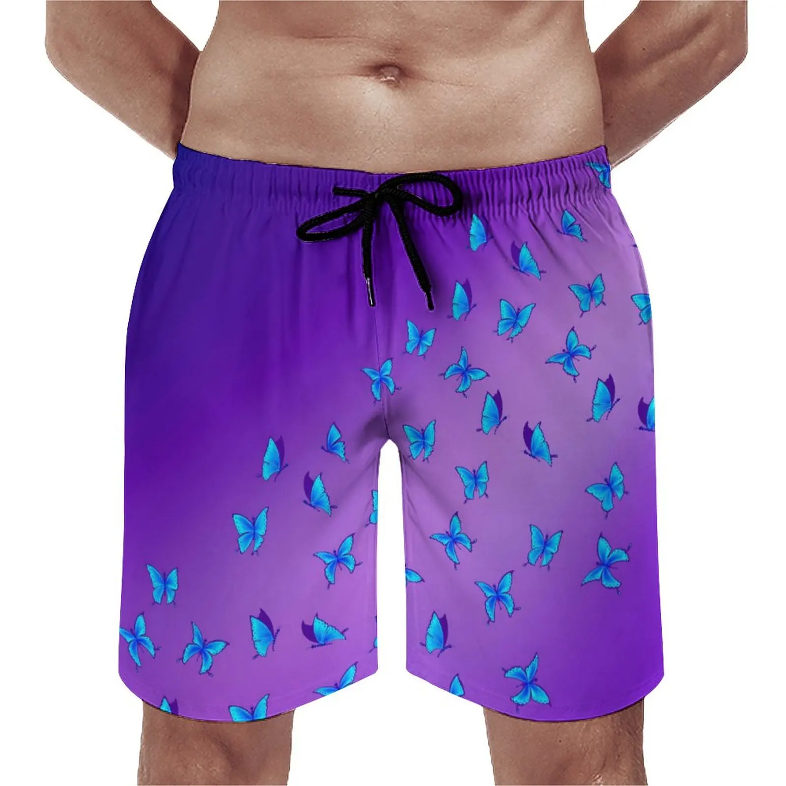 

Butterfly Print Board Shorts Blue Purple Vintage Beach Short Pants Males Custom Running Surf Fast Dry Swim Trunks Gift Idea