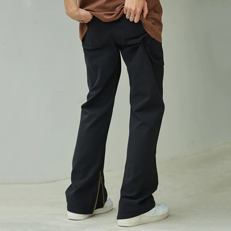 Four Seasons Men's Men's Straight Jeans High Street Style Zipper Slit Tooling Jeans Hip Hop Straight Pants Ins Hot Sale Casual