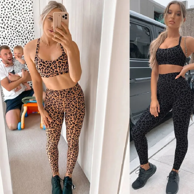 

Женский спортивный костюм с леопардовым принтом, Размеры S/M/L/XL