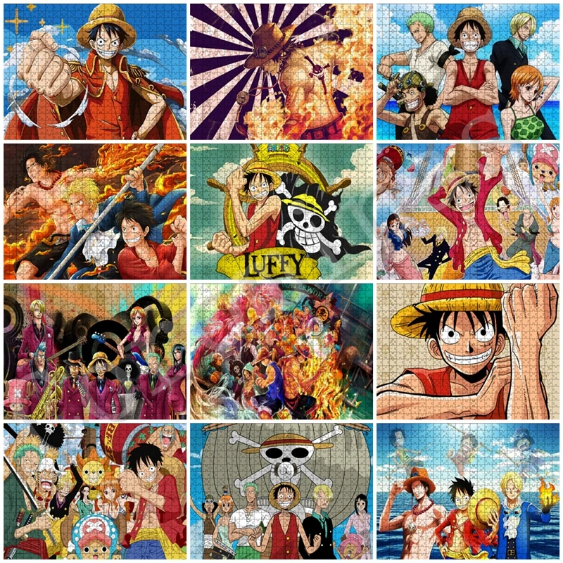 

One Piece Jigsaw Puzzle Mosaic Monkey D Luffy Smiling Face 500Pcs Cartoon Anime Creative Adult Antistress Kids Gift Toys Decor