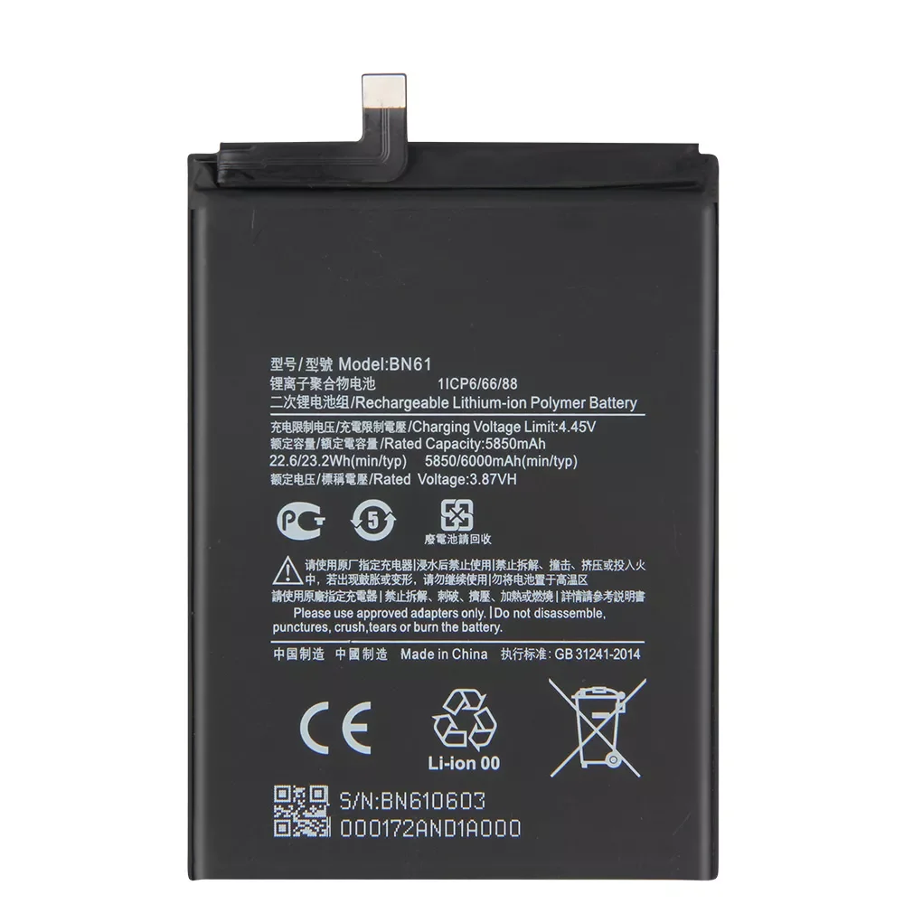 

2023New Replacement Battery For Xiaomi Pocophone X3 Poco X3 BN61 Rechargeable Phone Battery 6000mAh