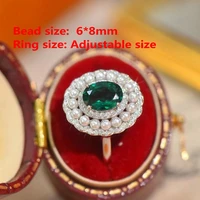 100 colombia emerald adjustable ring 925 silver 68mm love gift stone ring aaaa crystal healing stone low price