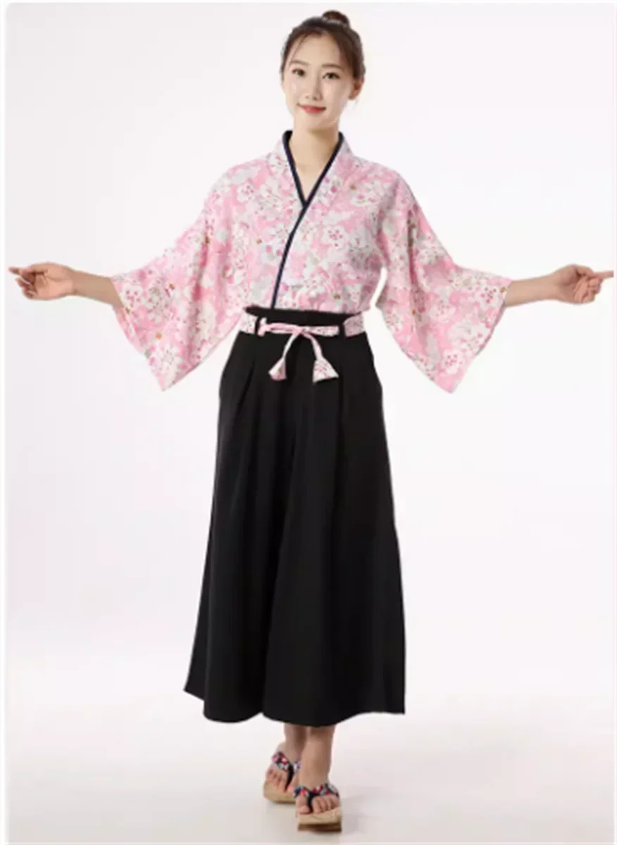Наряд в японском стиле для работы ресторане Женский комплект ресторана с цветами