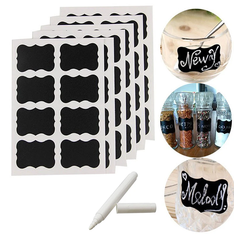 

6Pcs Rewritable Kitchen Stickers Labels With Pen Kitchen Organizer Gadgets