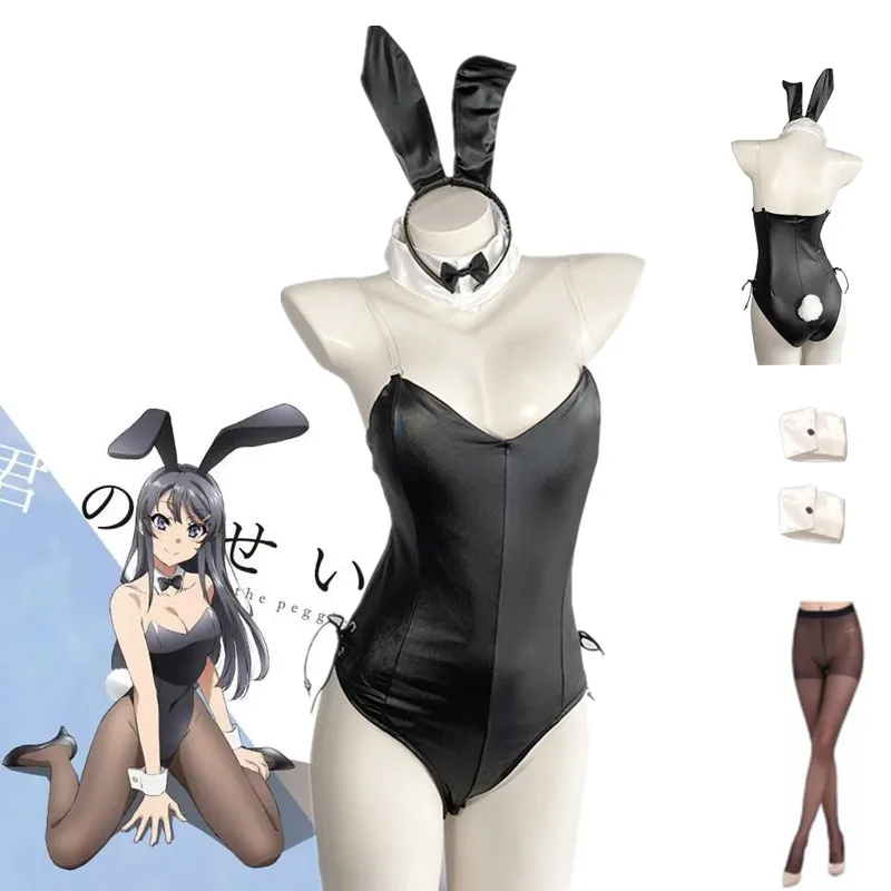 

Anime Seishun Buta Yarou wa Bunny Girl Senpai no Yume wo Minai Cosplay Costume Girls Sexy Cute Faux Leather Rabbit Hallowe