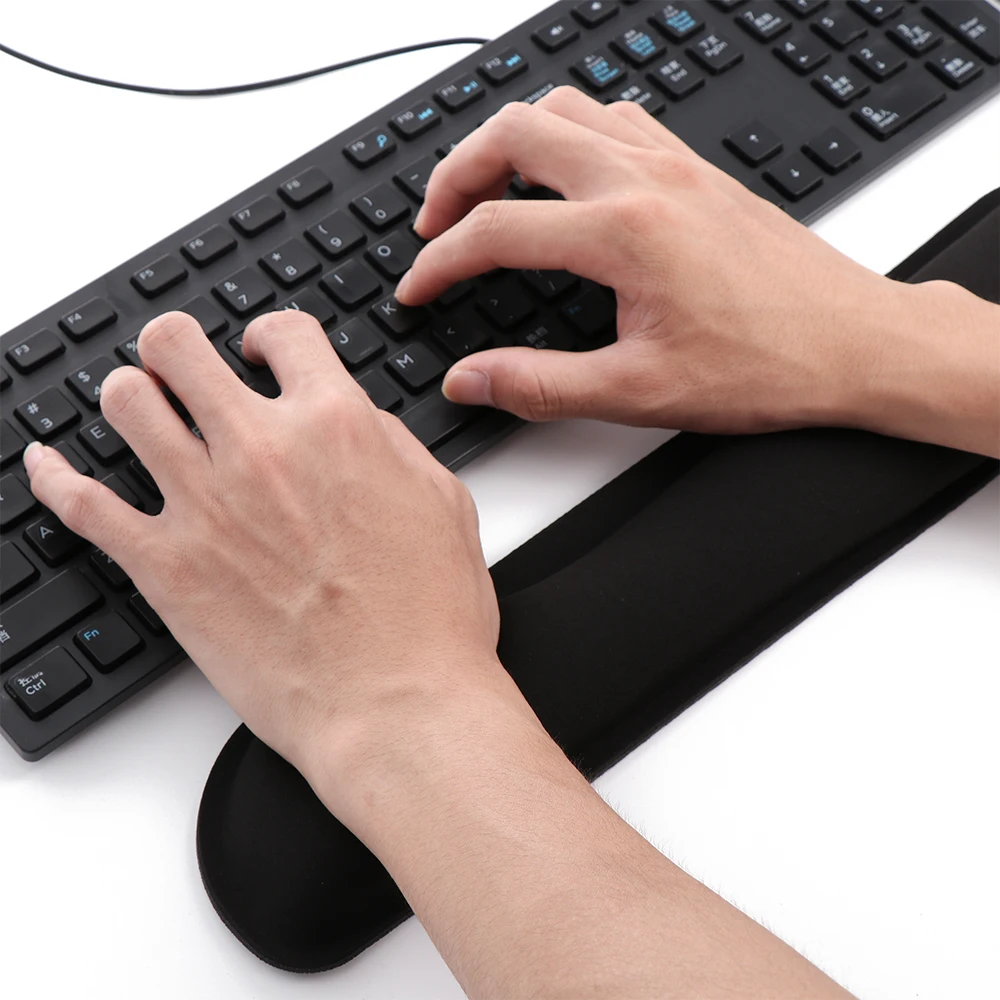 1 Набор черного губчатого коврика для мыши с памятью, игровой механической клавиатуры, антипрокрутки подлокотника, эргономической поддержки руки.