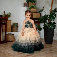 delicate princess aline birthday flower girl dress applqiues photography shoot toddler kids baby pageant party dresses customise