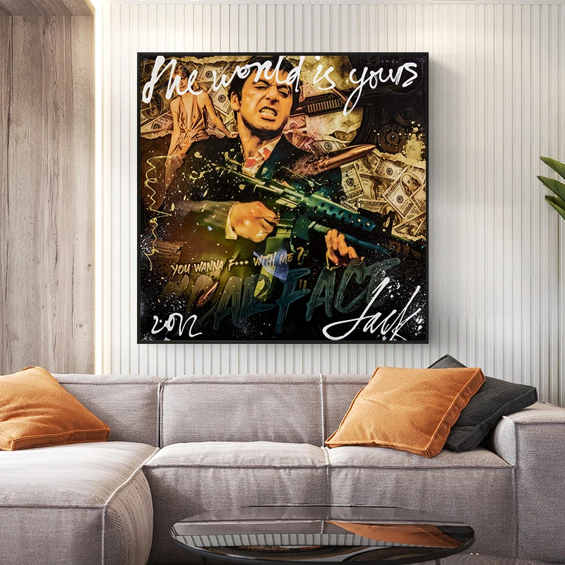 Абстрактный постер с изображением Тони Монтана со шрамом классический фильм