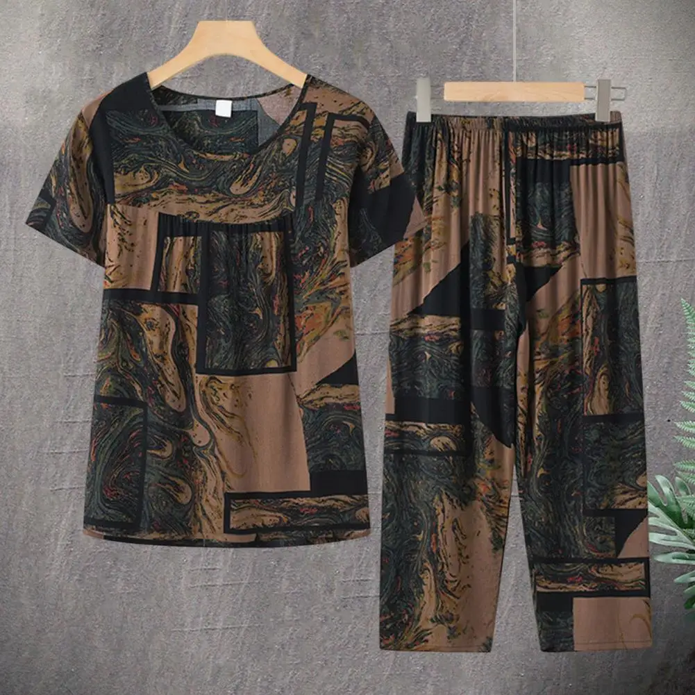 Летние пижамы для бабушки с широкими штанинами повседневная одежда глубоким