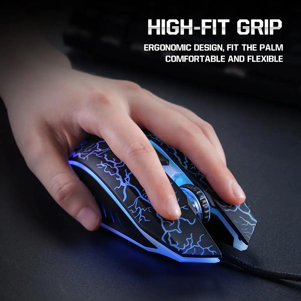 Светодиодный ная компьютерная игровая мышь с трещинами и подсветкой RGB