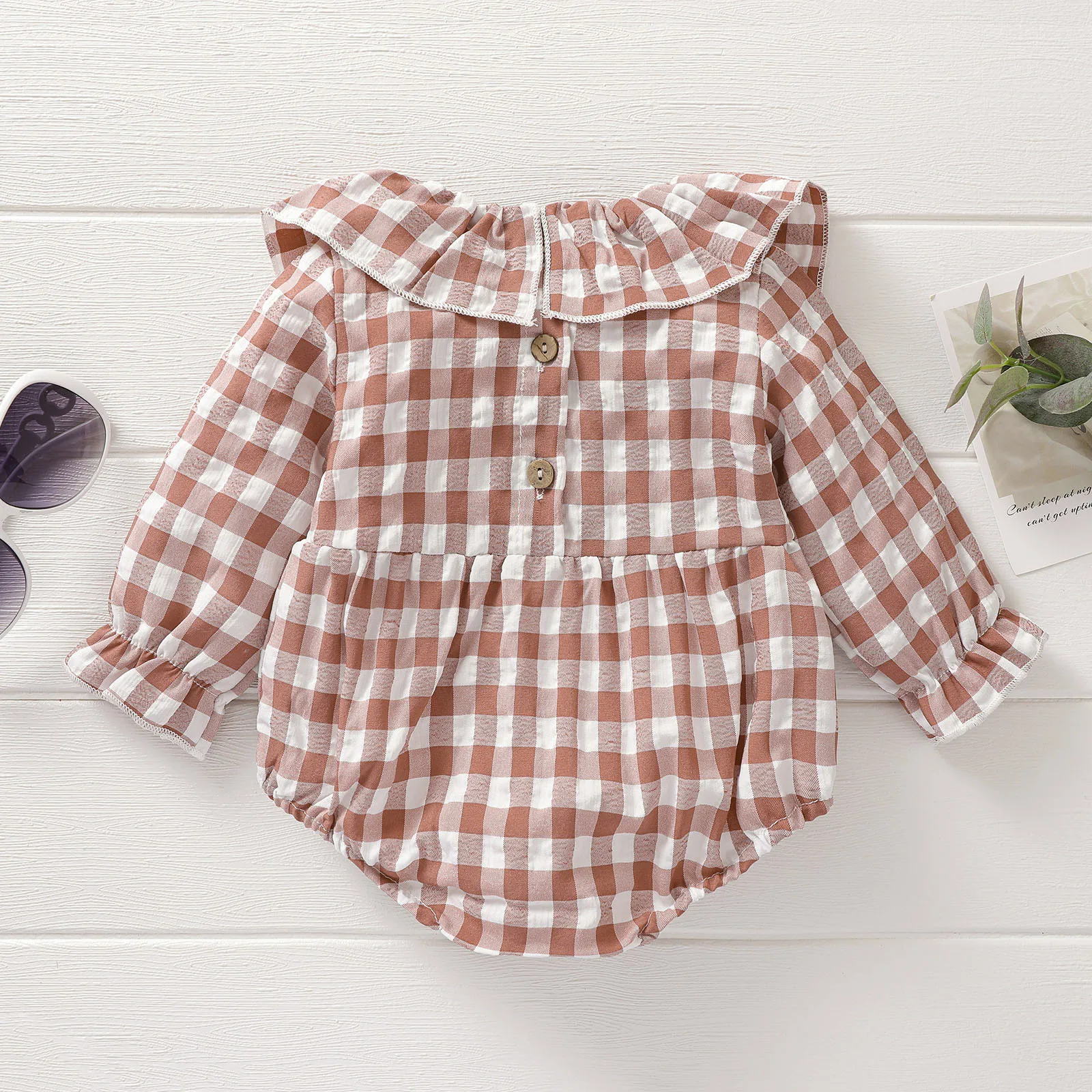 Imcute Newborn 0-24M Toddler Baby Girls Bodysuits Clothes Ruffle Plaid Print Bodysuit Jumpsuit Infant Spring Summer Outfit