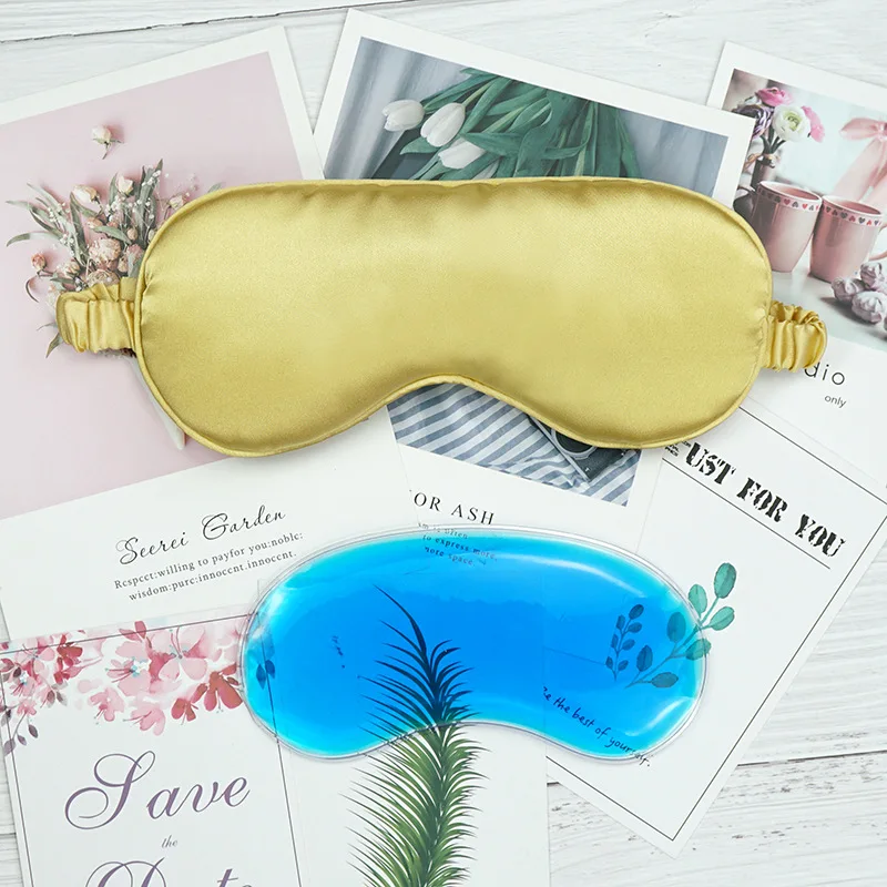 Dropshipping 3D Silk Sleep Masks Natural Sleeping Eye Mask Eyeshade Cover Shade Eyepatch Portable Blindfold Travel with Ice Bag