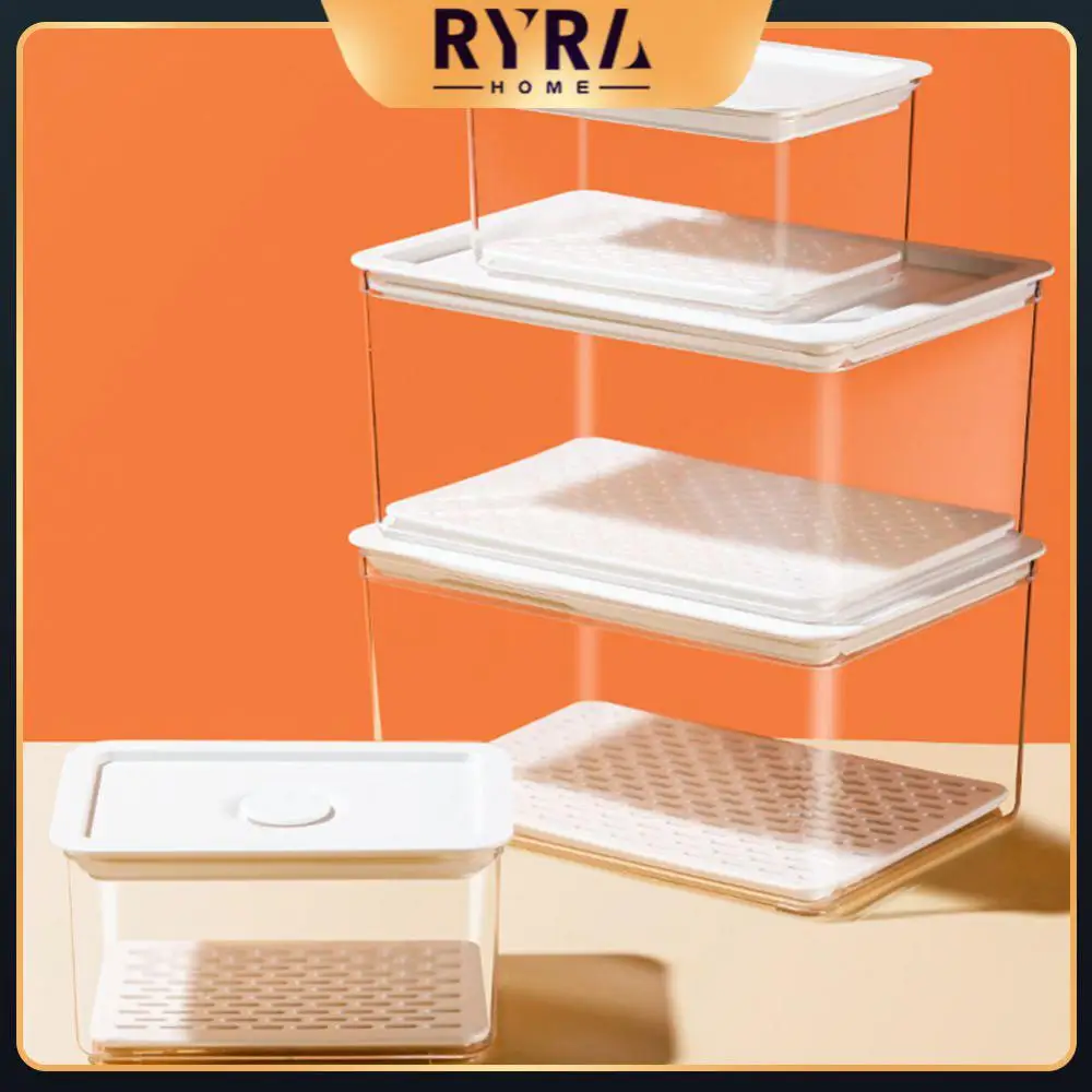 

Transparent Sealed Box With Air Valve Vacuum Fresh-keeping Box Drain Box Partition Plate Storage Box Household Refrigerator