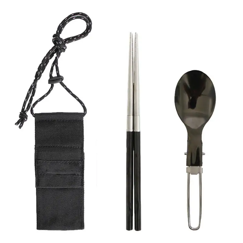 

Camping Eating Utensils Folding Pocket Utensil Set Camping Cooking Utensils Travel Camping Cutlery Set Foldable Utensil Set