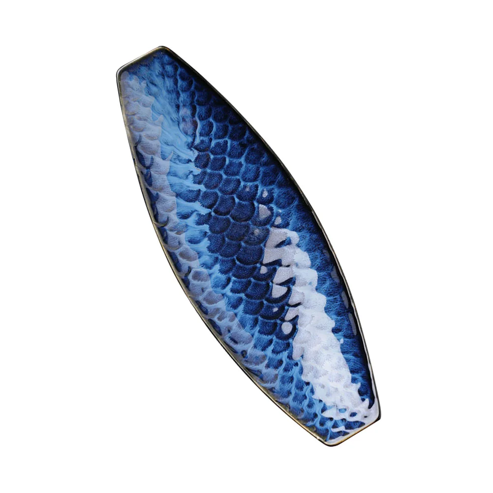 

Plate Serving Sushi Ceramic Dishplatter Tray Japanese Fish Sashimi Dessert Porcelain Snackdishes Dinner Boat Appetizer Oval