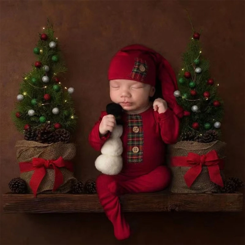 

Baby Modal Hat & Long Sleeves Knitwears Outfit Newborns Photo Props Baby Photoshoot Jumpsuit Infant Skin-Friendly Suit