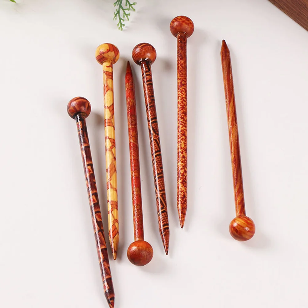 

Hair Stick Hairpin Pin Vintage Sticks Women Ethnic Wooden Chinese Ancient Great Chopstick Wood Printing Girls Chignon Style Bun