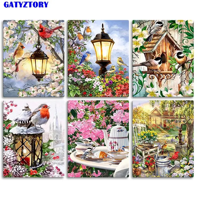 

GATYZTORY Birds Coloring By Numbers Kits For Adults Wall Decoration Animals Painting By Number Wall Art Crafts Home Decor Gift