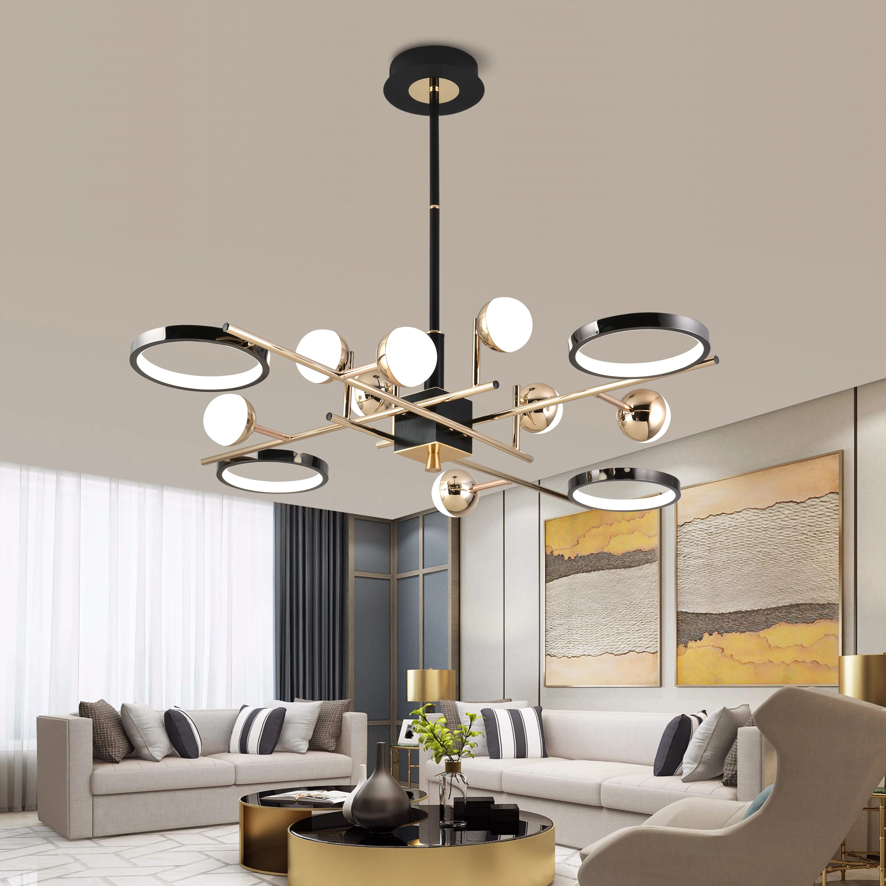 modern chandeliers столовой спальни потолочная лампа люстра led стильная черная