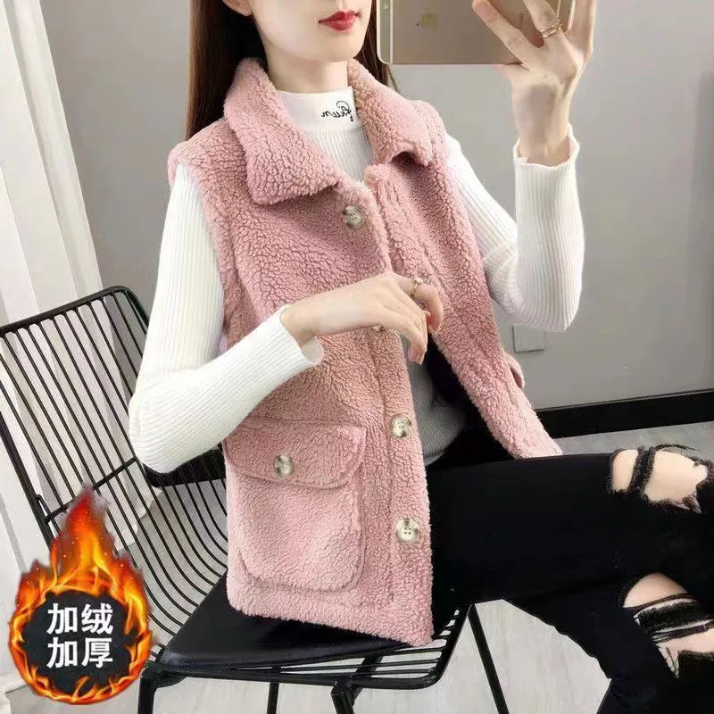 Plus Velvet Thickening&quot Women's Imitation Lambswool Coat 2025 Female Autumn Winter New Majia Fashion Jacket Tank Top Overcoat