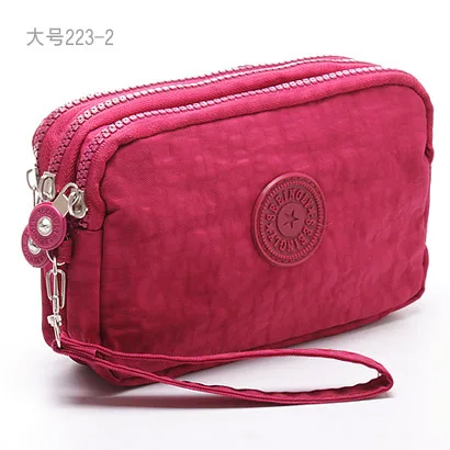 

Women Clutch Wallet Anti-wrinkle Fabric Phone Purse Three Zipper Lady Wallet Small Wallet with Multiple Coin Card Slots