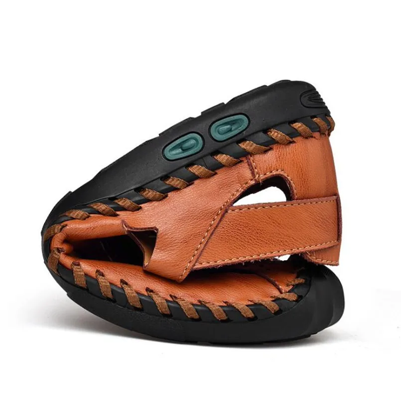 Сандалии мужские из натуральной кожи дышащие босоножки ручной работы