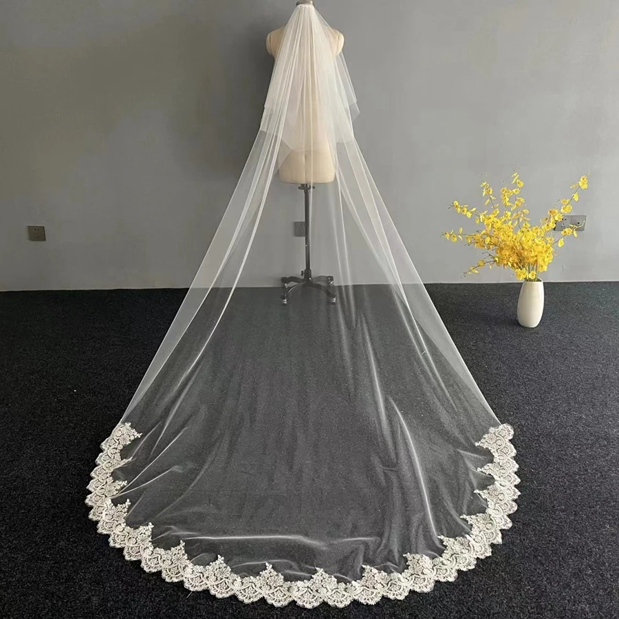 

New Arrival White Ivory Cathedral Wedding veils for bride Wedding accessories Cheap Bridal Veil Boda Velos novia 2023