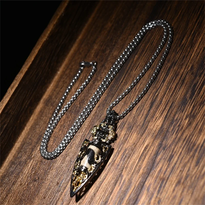 

Bijoux men jewelry choker aesthetic accessories Dzi Beads pendant necklace colgante hombre personalised stainless steel chain