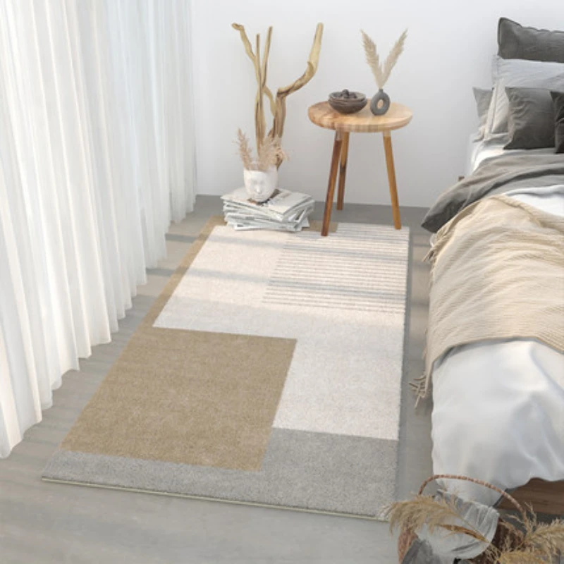 

Ins Simple Carpet Bedside Blanket Living Room Long Short Wool Bed Floor Mat Machine Washable Quick Dry Non slip Floor Mat