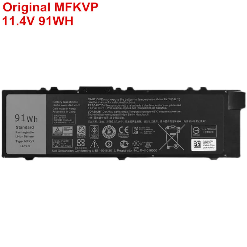 New 11.4V 91WH MFKVP Laptop Battery Original Genuine For Dell Precision 15 7510 17 7710 7720 M7510 M7710 Series Notebook T05W1